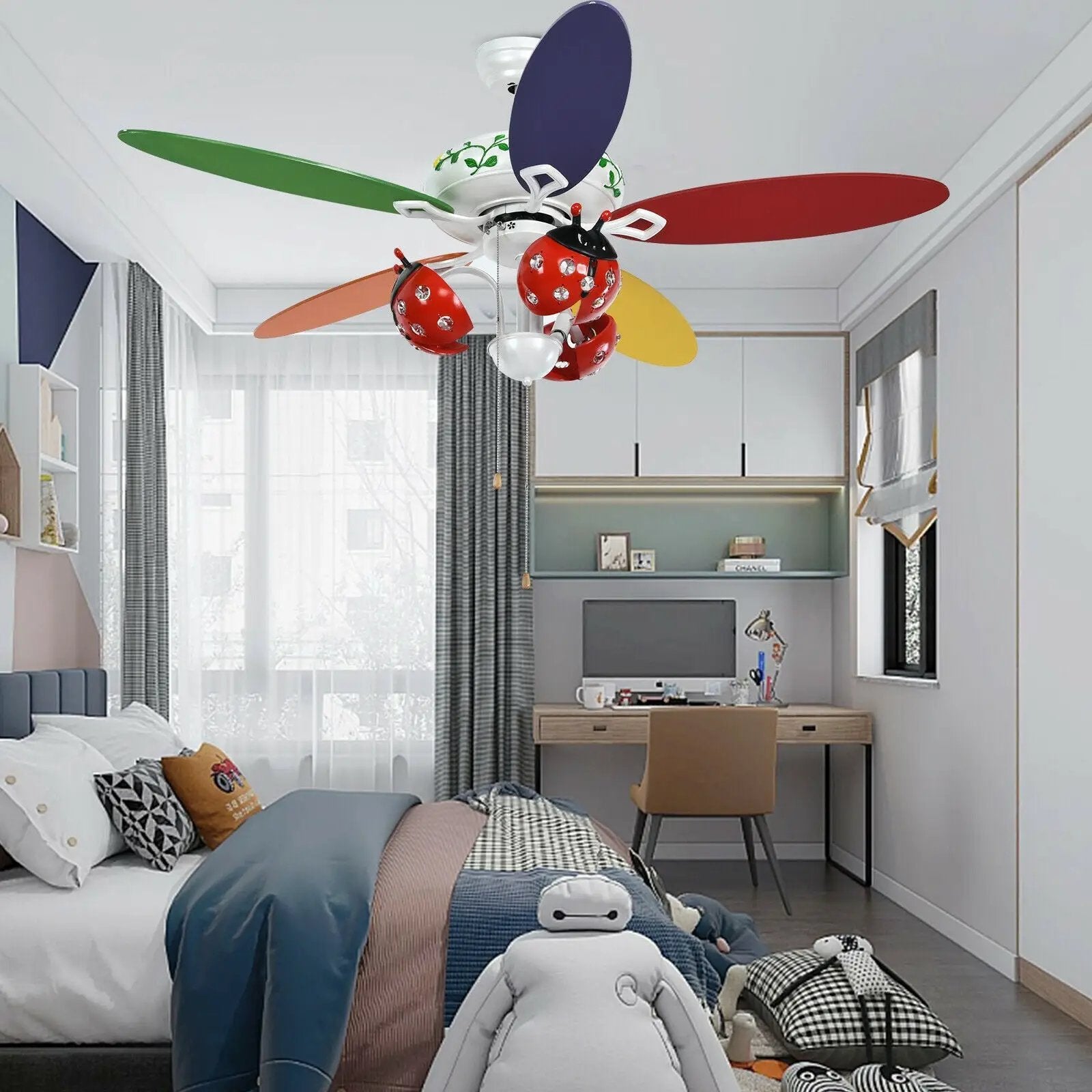 52 Inch Kids Ceiling Fan with Pull Chain Control by DirectDeals