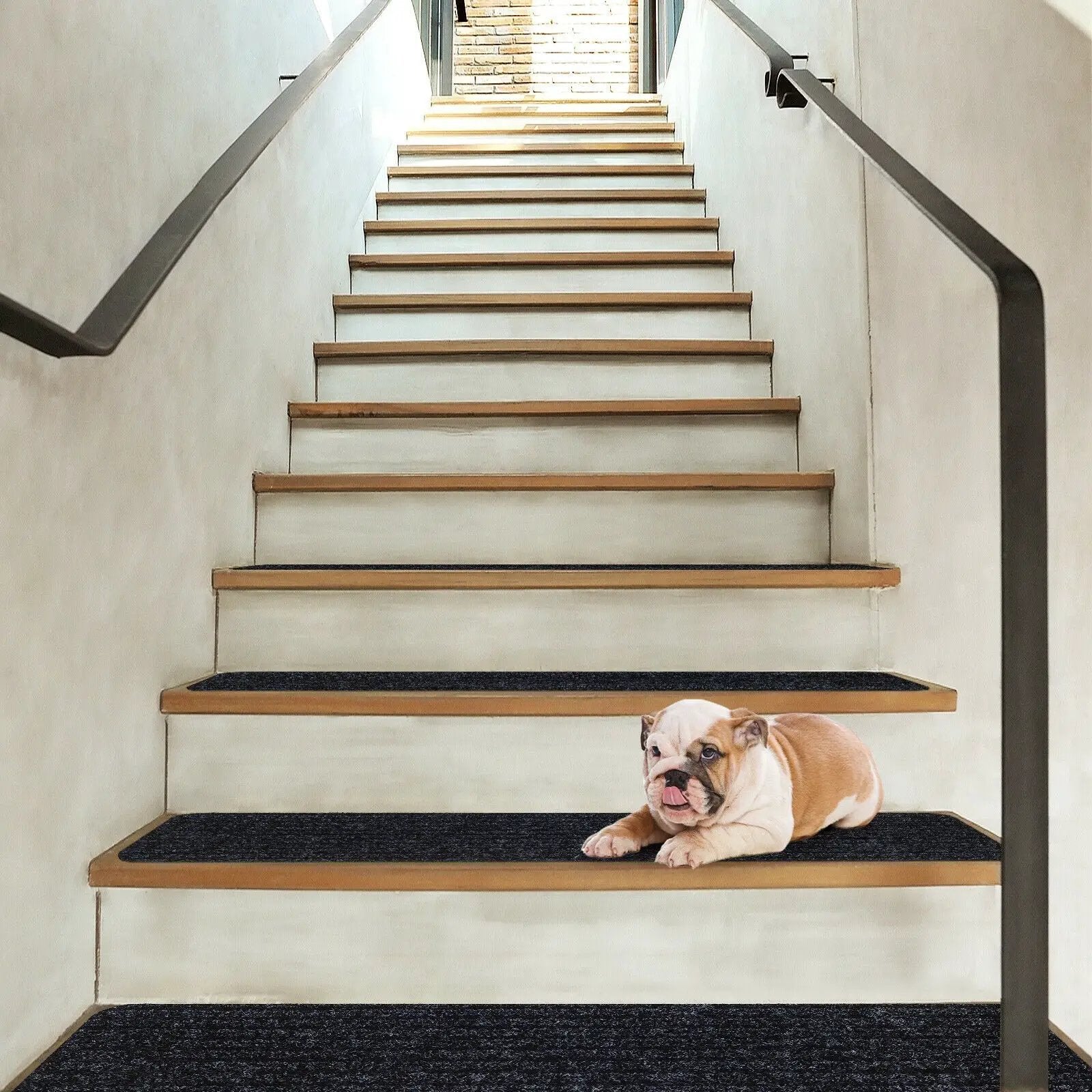 15 Pieces 30 x 8 Inch Slip Resistant Soft Stair Treads Carpet by DirectDeals