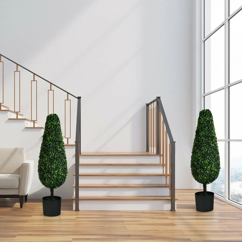 2 Pack 3 Feet Artificial Tower UV Resistant Indoor Outdoor Topiary Tree by DirectDeals