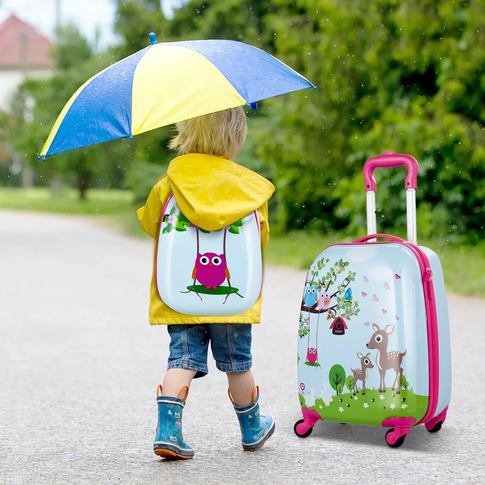 2 Pieces ABS Kids Suitcase Backpack Luggage Set by DirectDeals