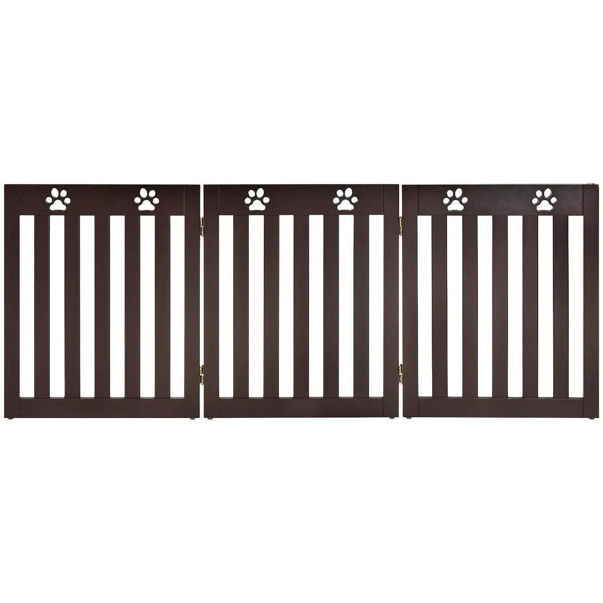 24 Inch Folding Wooden Freestanding Dog Gate with 360¬∞ Flexible Hinge for Pet