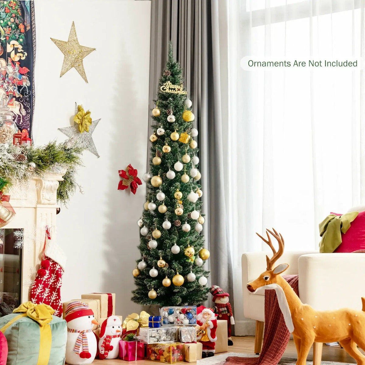 Snowy Artificial Pencil Christmas Tree with Pine Cones, photo 16 of 24