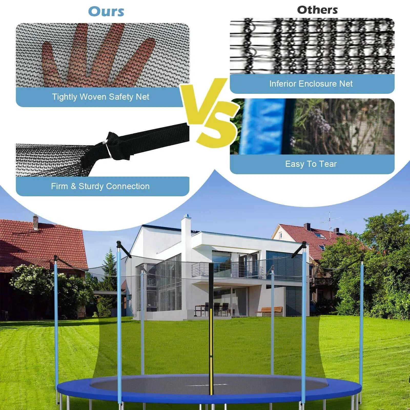10Ft Replacement Weather-Resistant Trampoline Safety Enclosure Net by DirectDeals