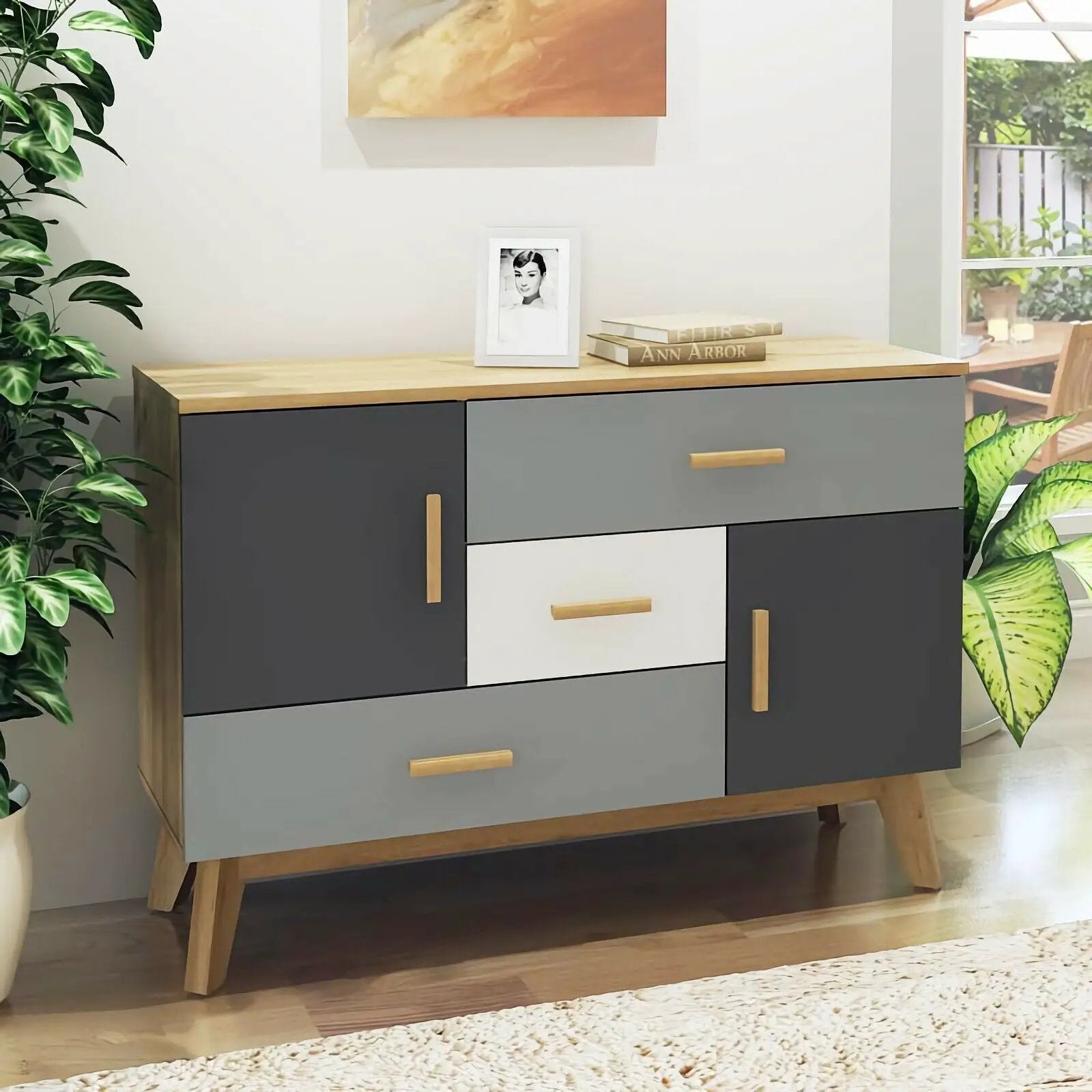 Free-standing Storage Floor Cabinet with 2 Doors and 3 Drawers by DirectDeals