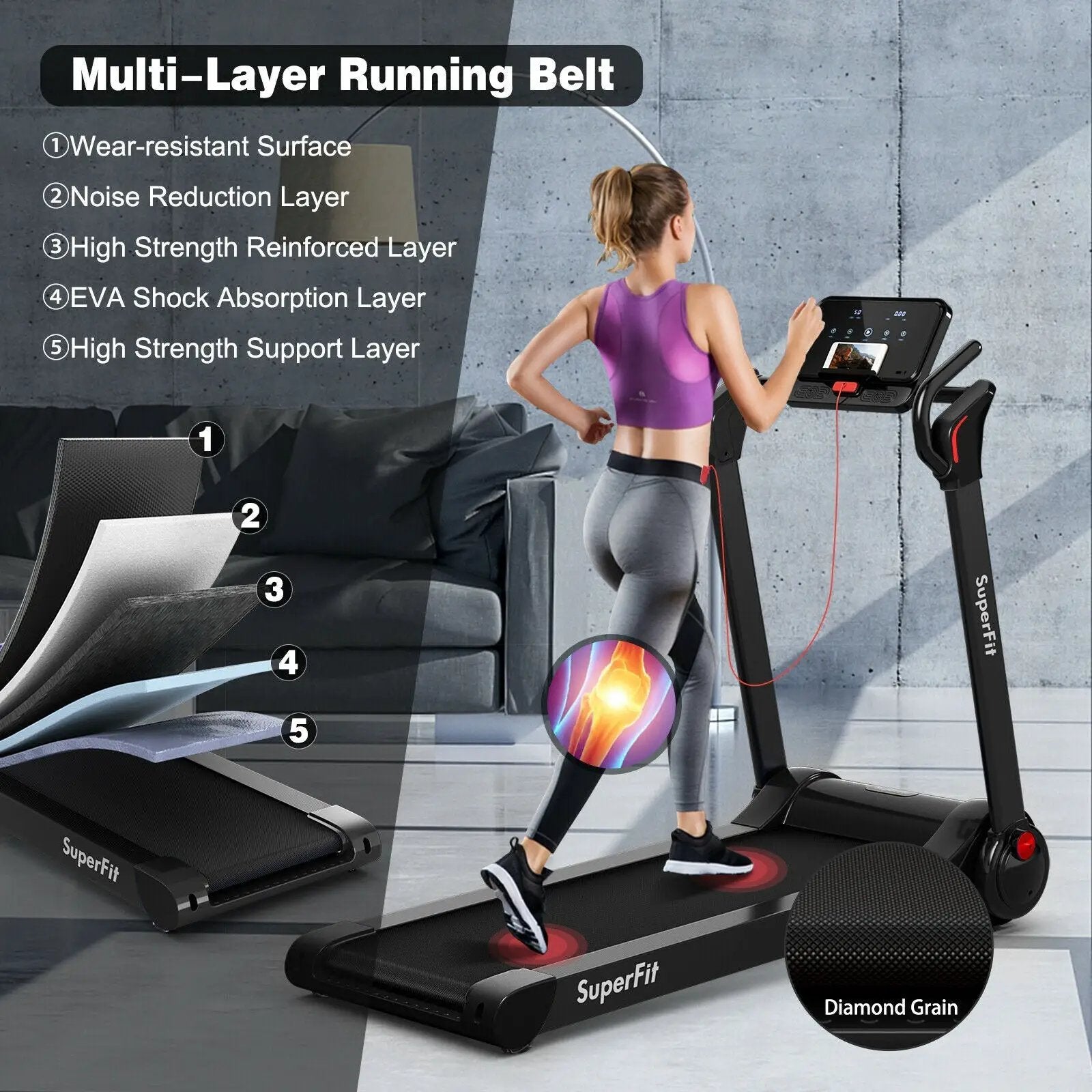 2.25 HP Electric Motorized Folding Running Treadmill Machine with LED Display by DirectDeals
