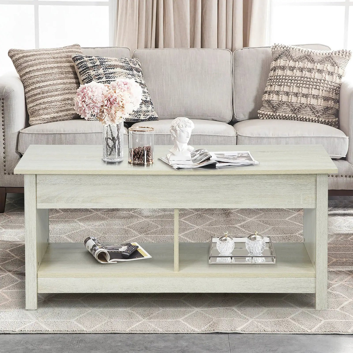 Lift Top Coffee Table with Hidden Storage Compartment and Lower Shelf for Study Room, photo 18 of 24