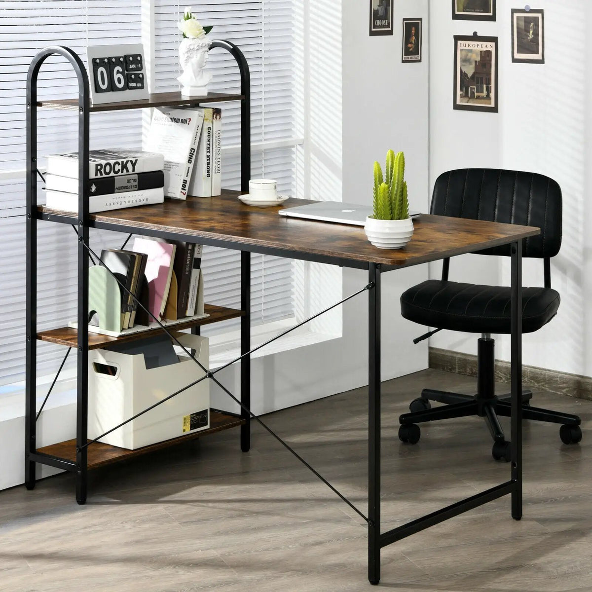 48-Inch Reversible Computer Desk with Storage Shelf, photo 13 of 16