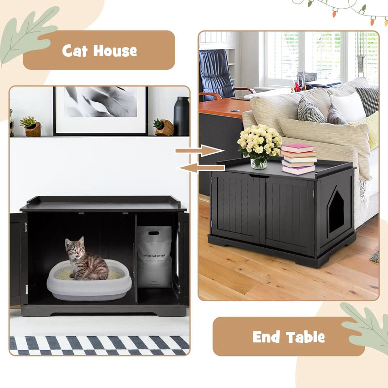 Cat Litter Box Enclosure with Double Doors for Large Cat and Kitty by DirectDeals