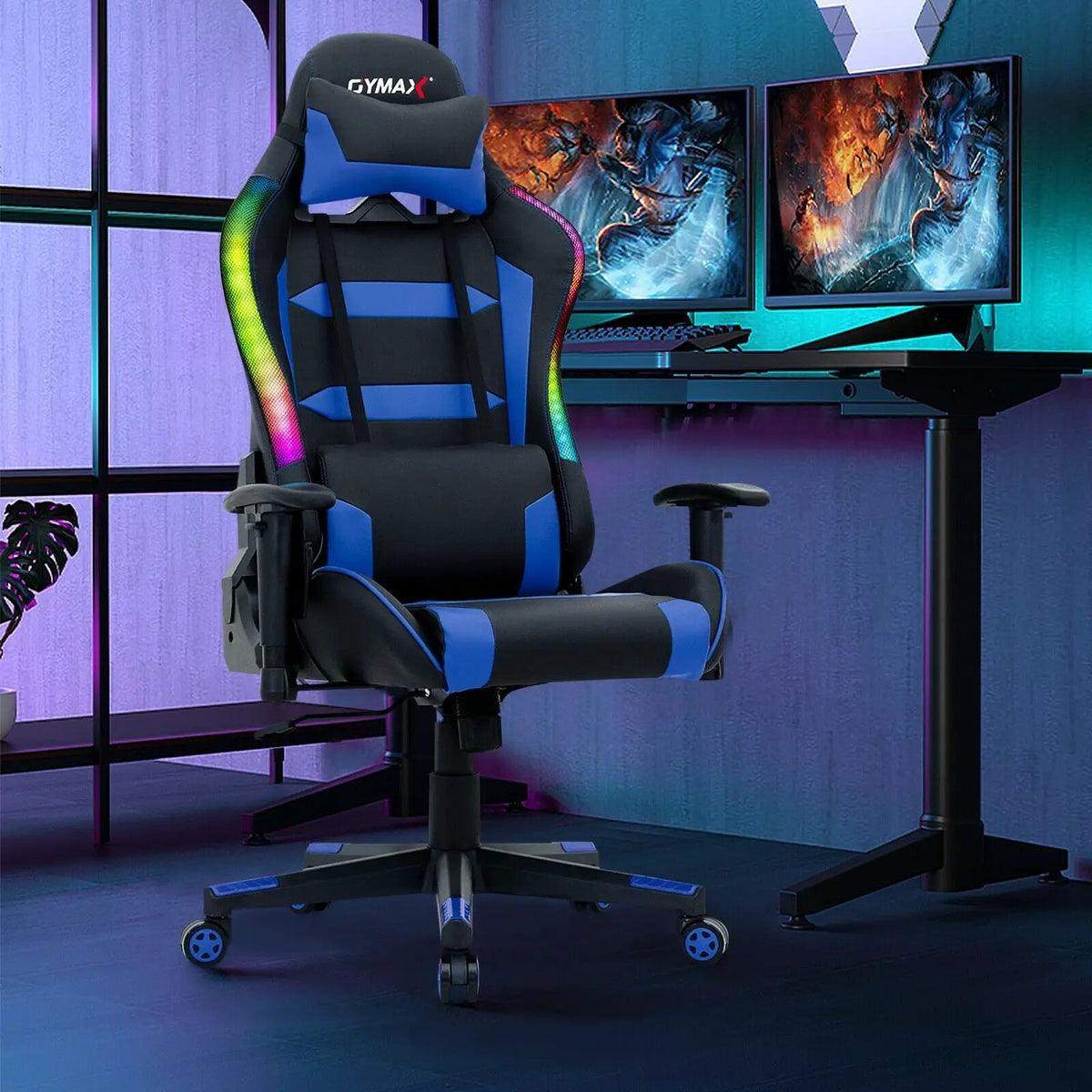 Adjustable Swivel Gaming Chair with LED Lights and Remote, photo 4 of 32