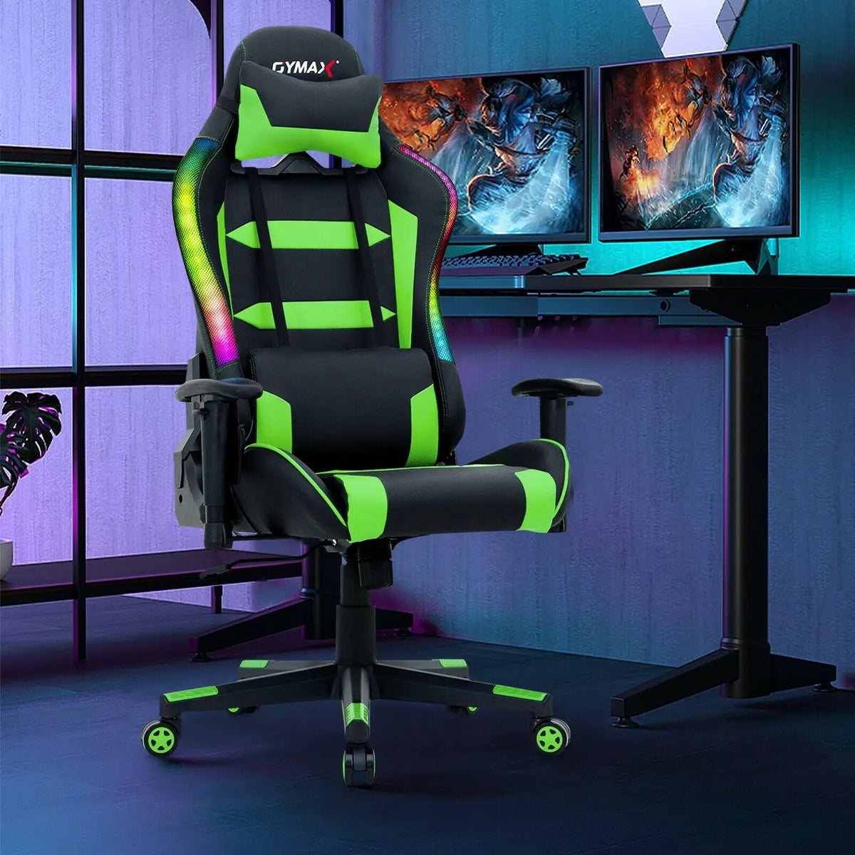 Adjustable Swivel Gaming Chair with LED Lights and Remote, photo 3 of 32