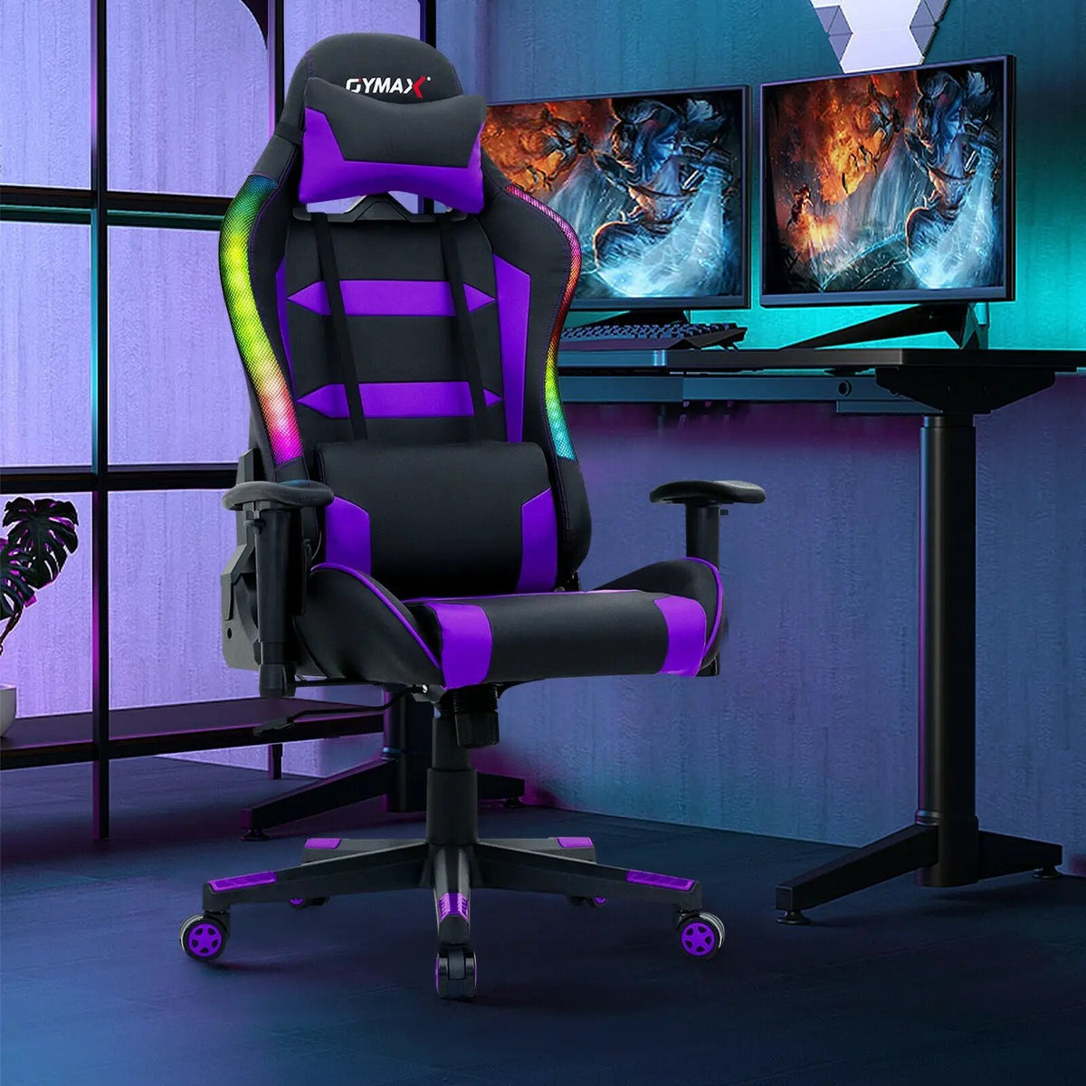 Adjustable Swivel Gaming Chair with LED Lights and Remote, photo 2 of 32