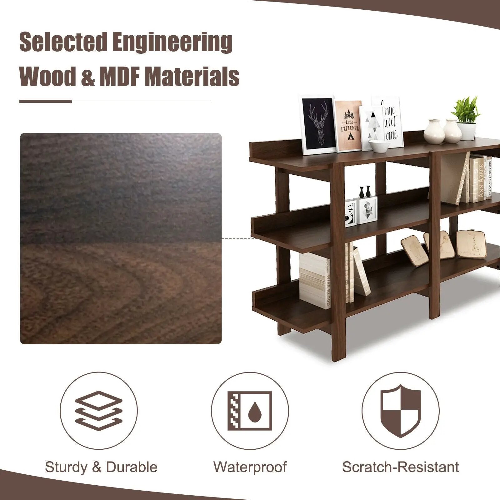 59 Inch Console Table with 3-tier Open Shelf for Front Hall Hallway and Foyer by DirectDeals