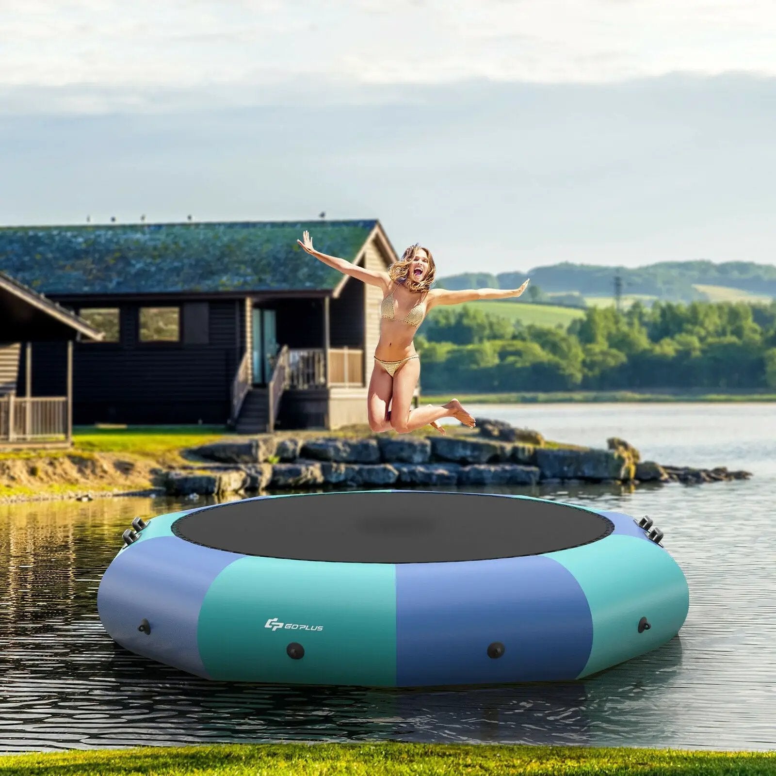 10 Feet Inflatable Splash Padded Water Bouncer Trampoline by DirectDeals