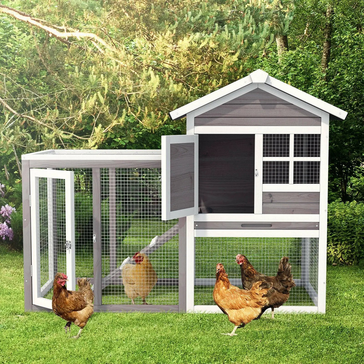 2-Story Wooden Rabbit Hutch with Running Area, photo 7 of 10
