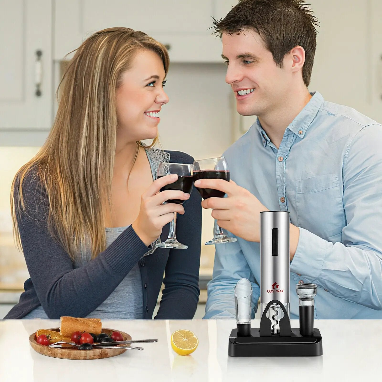 6-in-1 Electric Wine Bottle Opener Set with Foil Cutter by DirectDeals