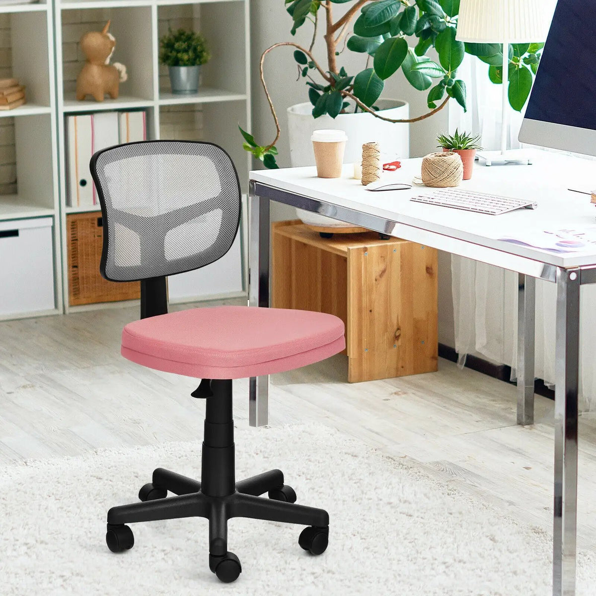 Armless Computer Chair with Height Adjustment and Breathable Mesh for Home Office, photo 3 of 40