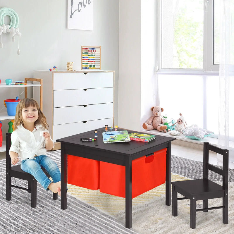 2-in-1 Kids Activity Table and 2 Chairs Set with Storage Building Block Table by DirectDeals