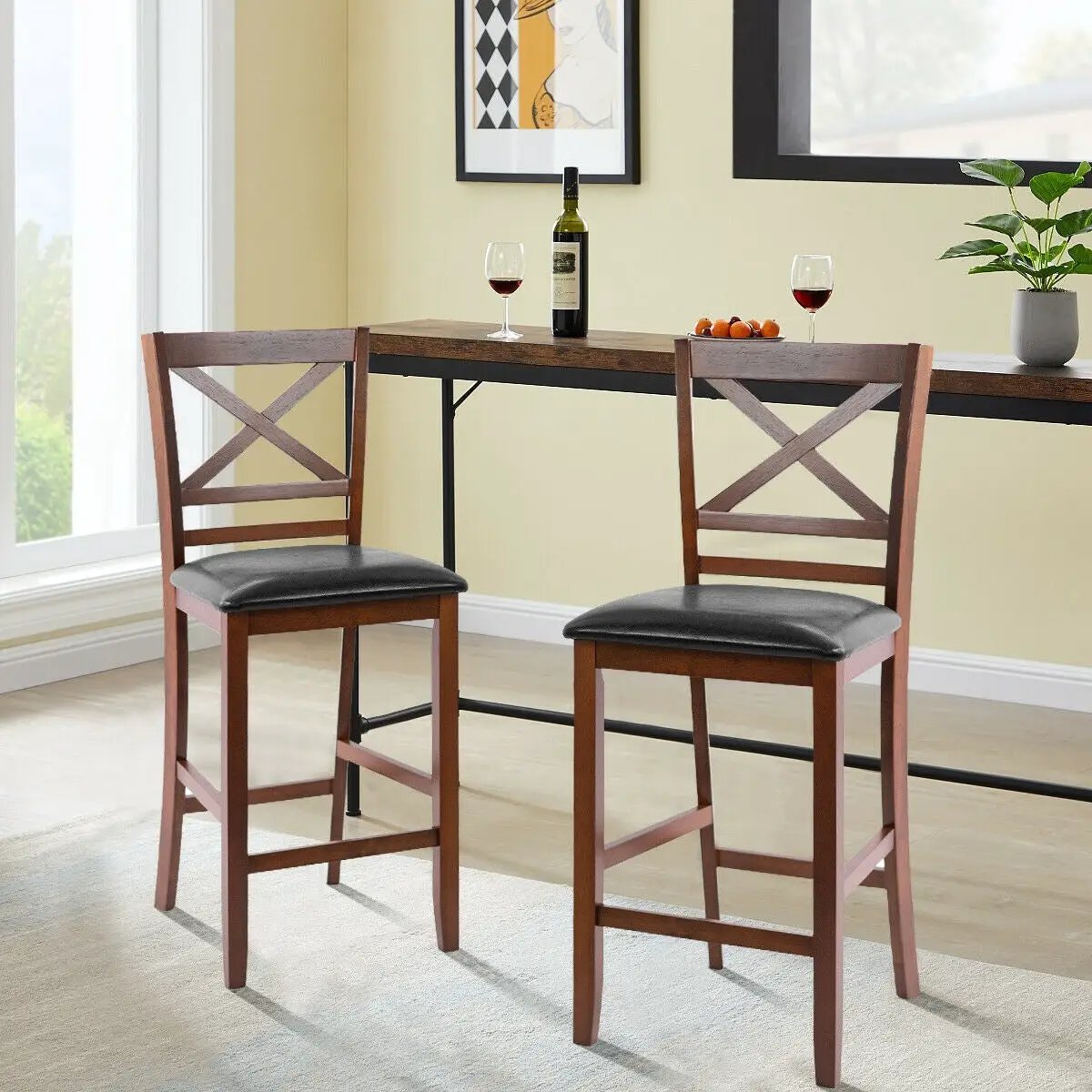 Set of 2 Bar Stools 25 Inch Counter Height Chairs with by DirectDeals