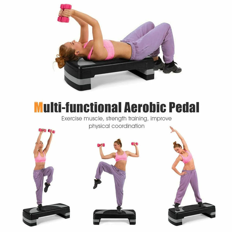 31 Inch Adjustable Exercise Aerobic Stepper with Non-Slip Pads-Gray by DirectDeals
