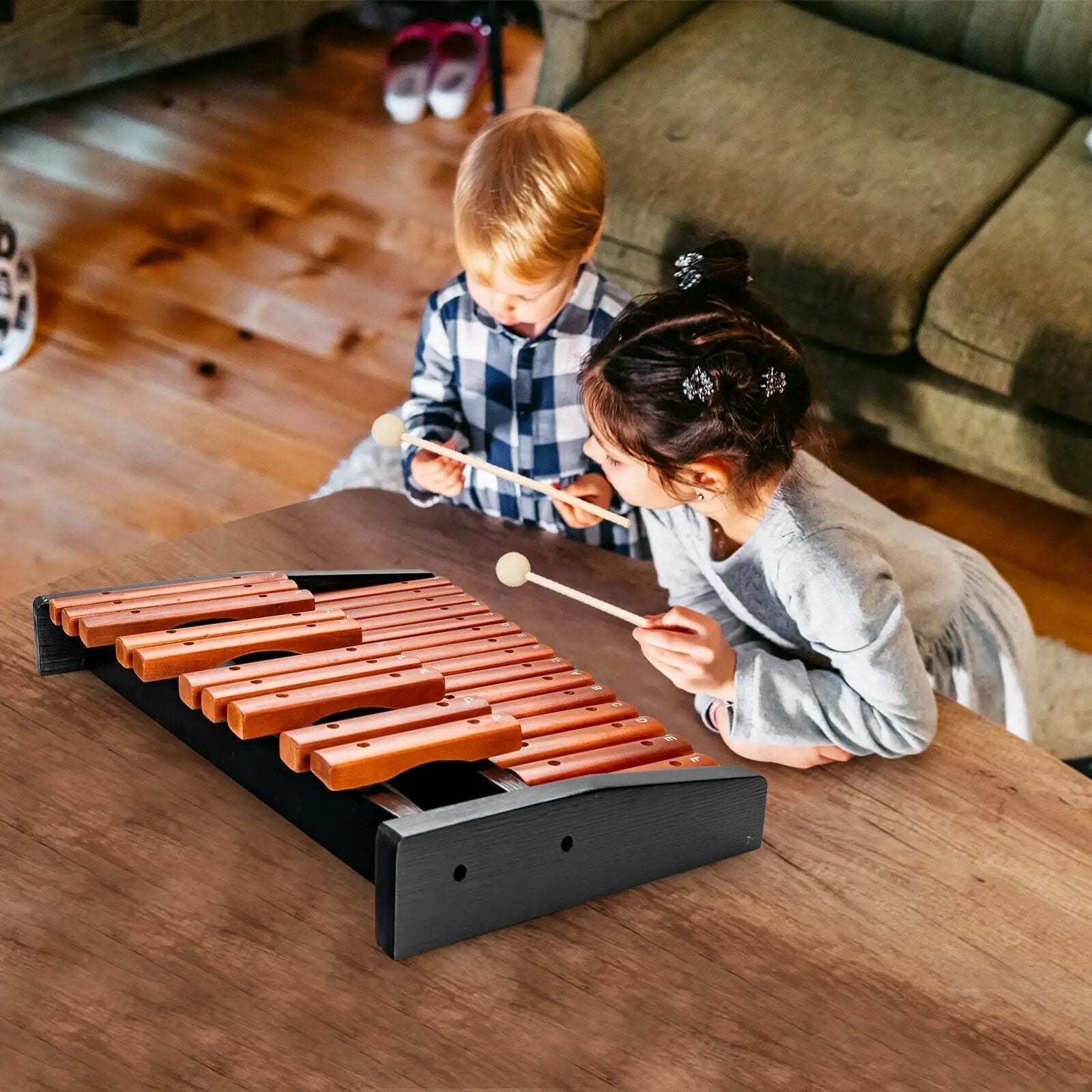 25 Notes Xylophone Wooden Percussion Educational Instrument with 2 Mallets by DirectDeals