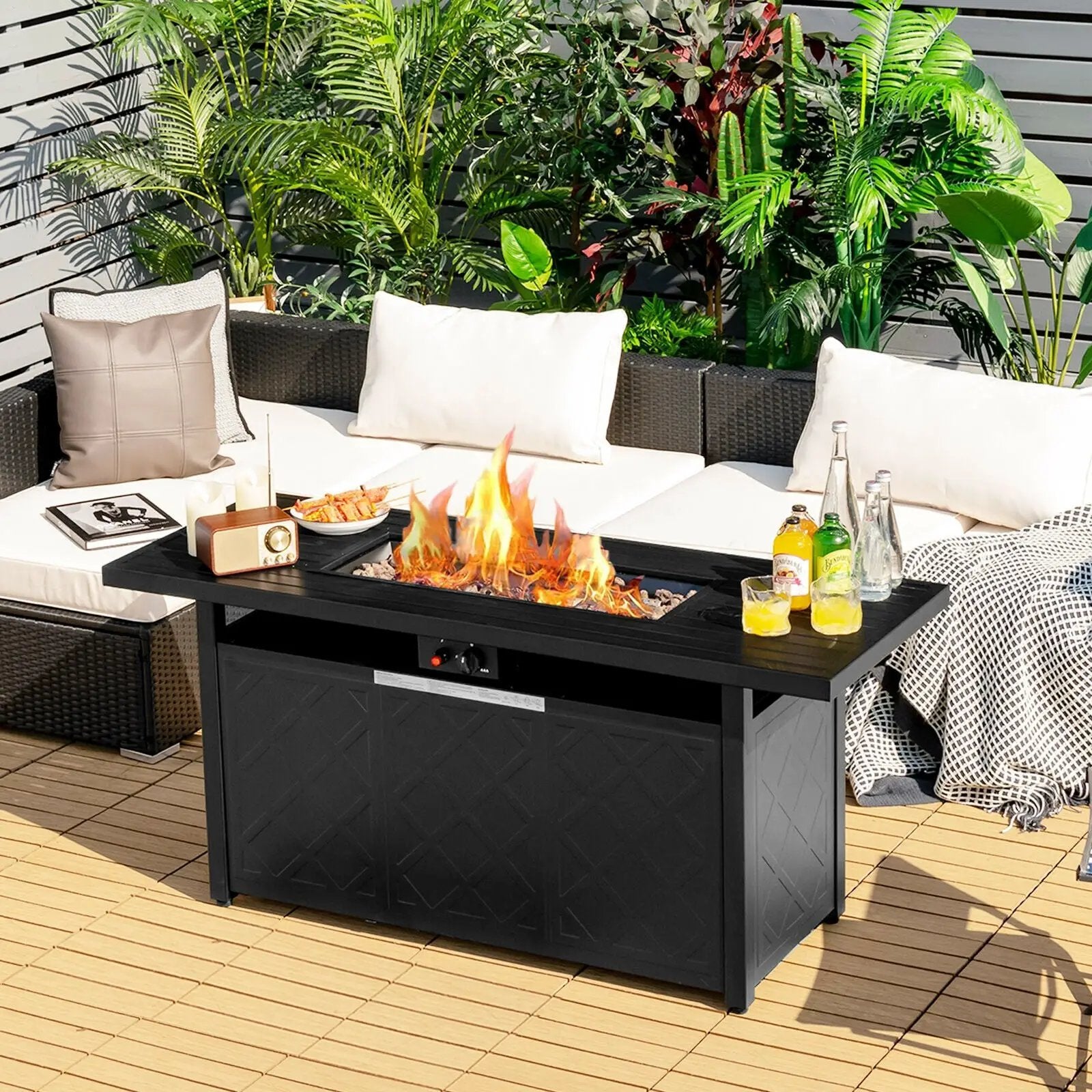 57 Inch 50 000 BTU Rectangular Propane Outdoor Fire Pit Table by DirectDeals