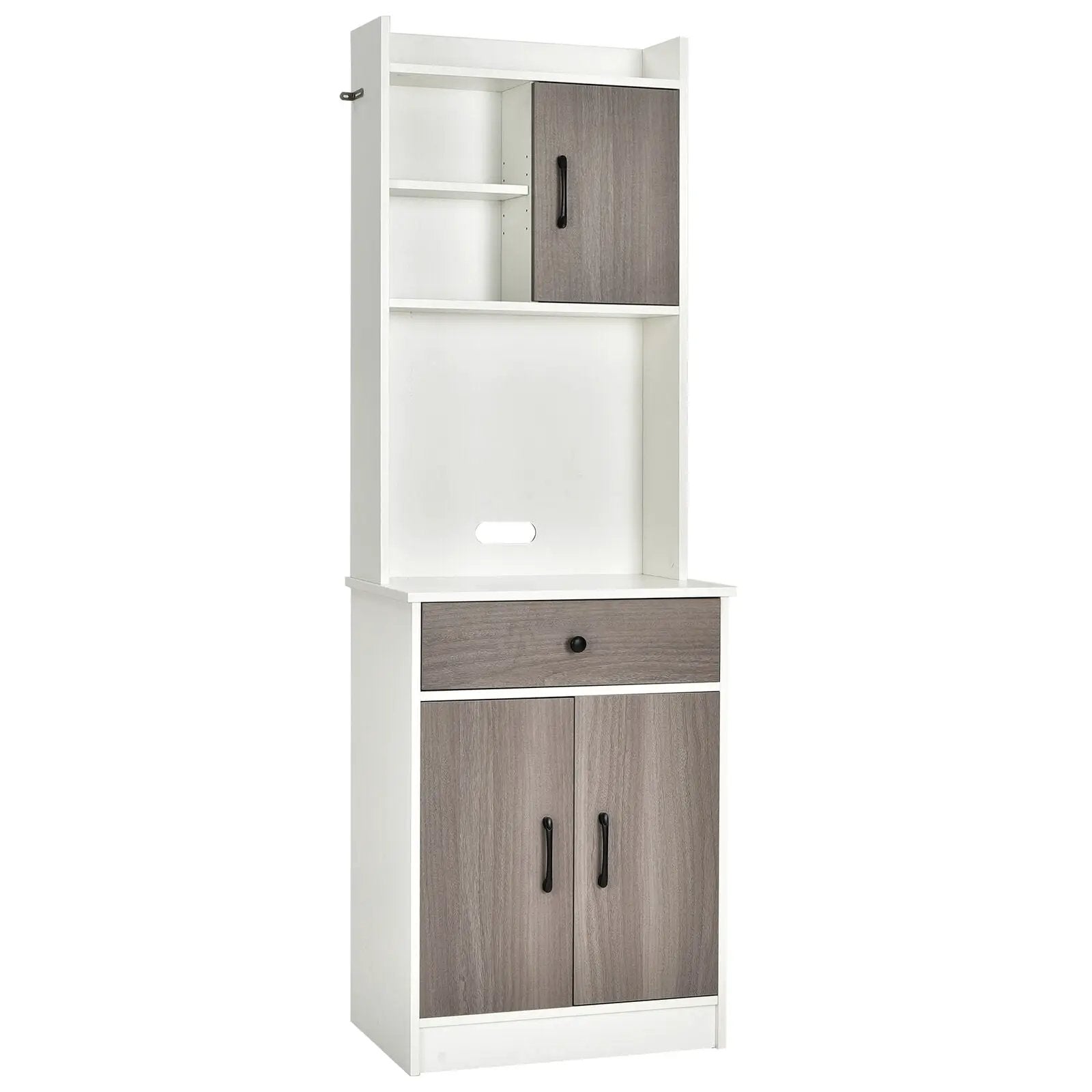 3-Door 71 Inch Kitchen Buffet Pantry Storage Cabinet with Hutch and Adjustable Shelf by DirectDeals