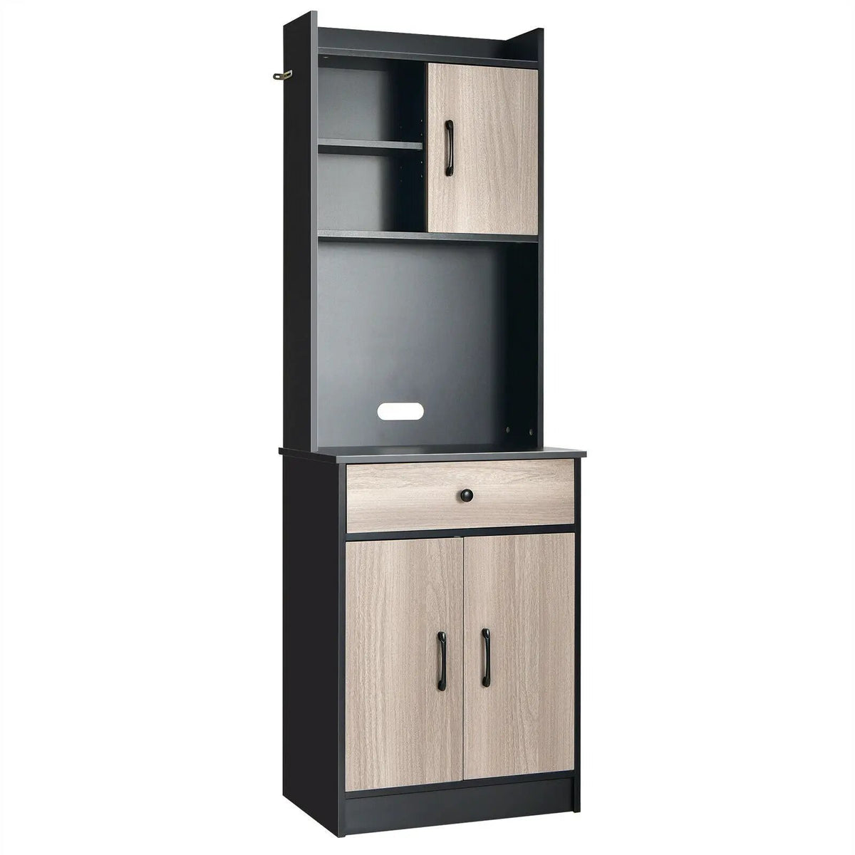 3-Door 71 Inch Kitchen Buffet Pantry Storage Cabinet with Hutch and Adjustable Shelf, photo 5 of 16