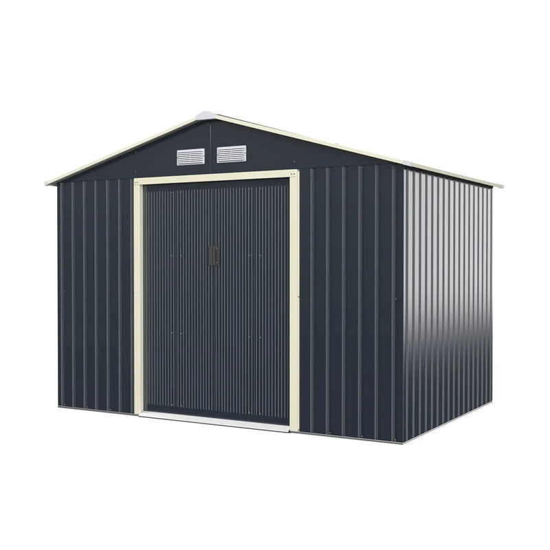 9 x 6 Feet Metal Storage Shed for Garden and Tools-Gray by DirectDeals