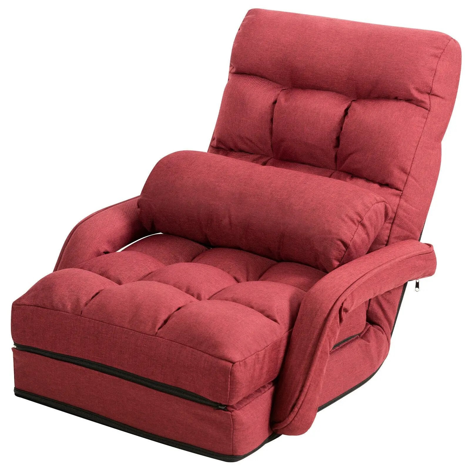 Folding Lazy Floor Chair Sofa with Armrests and Pillow by DirectDeals