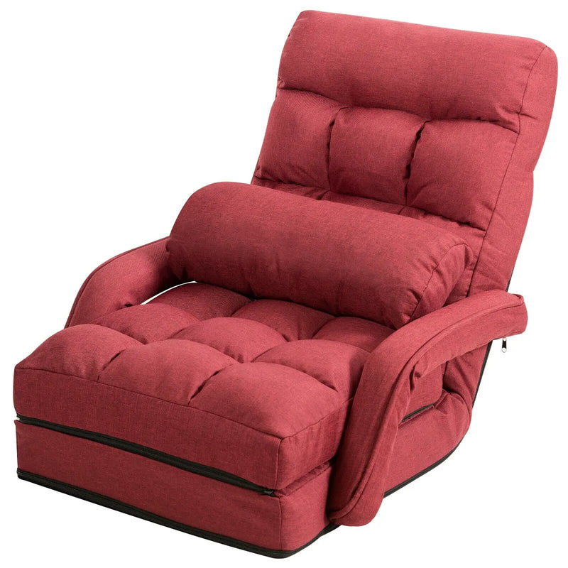 Folding Lazy Floor Chair Sofa with Armrests and Pillow by DirectDeals