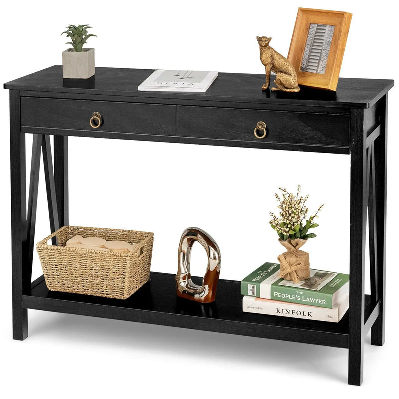 Console Table with Drawer Storage Shelf for Entryway Hallway by DirectDeals