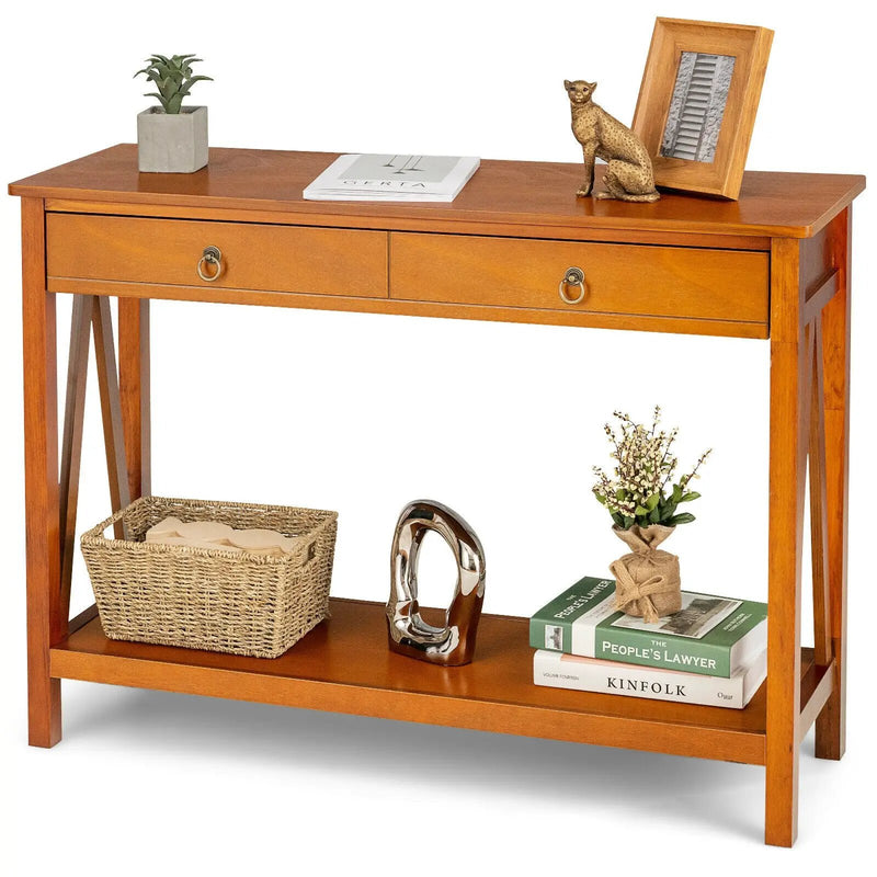 Console Table with Drawer Storage Shelf for Entryway Hallway by DirectDeals