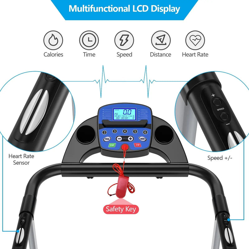 Electric Foldable Treadmill with LCD Display and Heart Rate Sensor by DirectDeals