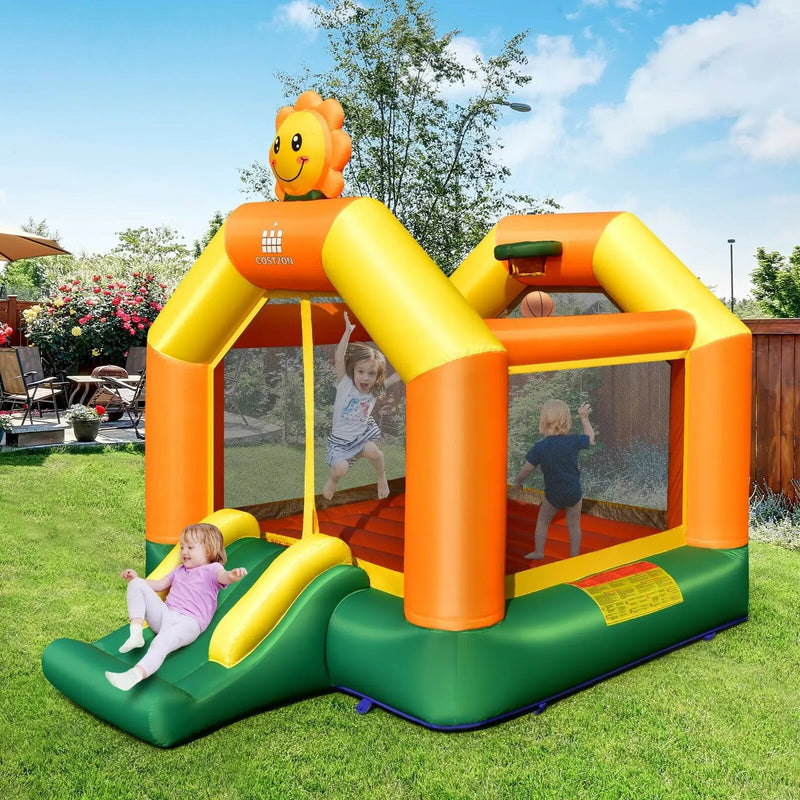 Kids Inflatable Bounce Jumping Castle House with Slide without Blower by DirectDeals