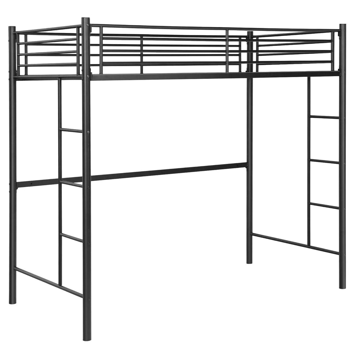 Twin Loft Bed Frame with 2 Ladders Full-length Guardrail, photo 3 of 10