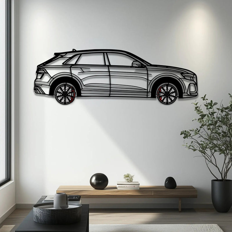 Audi Q8 Metal Car Wall Art with Rotating Wheels - Handmade Luxury SUV Silhouette Decor - Automotive Wall Art for Petrolheads - KAFMEKA095 by Enova Art
