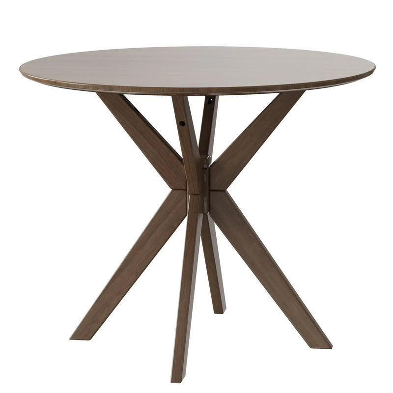 36 Inch Round Wood Dining Table with Intersecting Pedestal Base by DirectDeals
