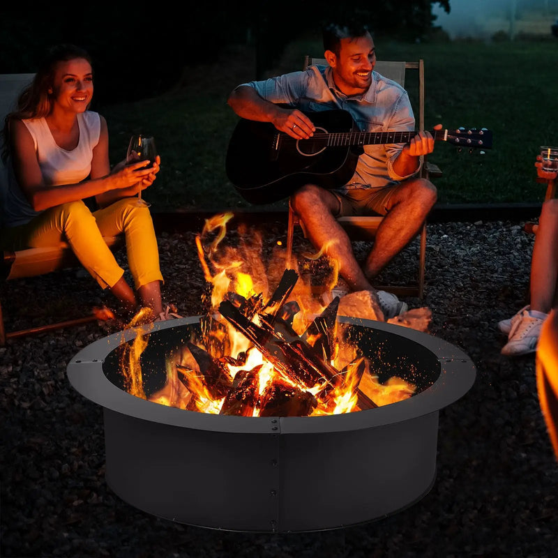 36 inch Round Steel Fire Pit Ring Line for Outdoor Backyard by DirectDeals