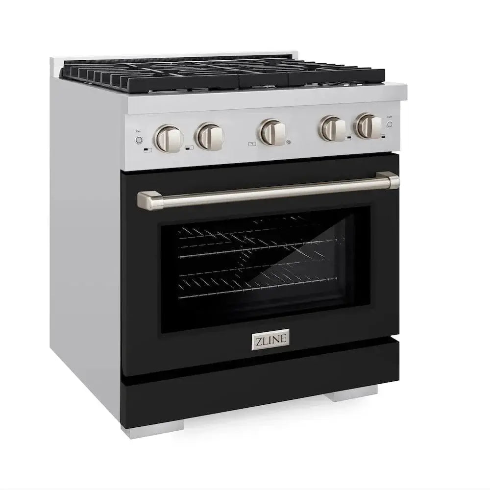 ZLINE 30"Paramount Dual Fuel Range Stainless Steel, Black Matte, SDR-BLM-30 by Farmhouse Kitchen and Bath