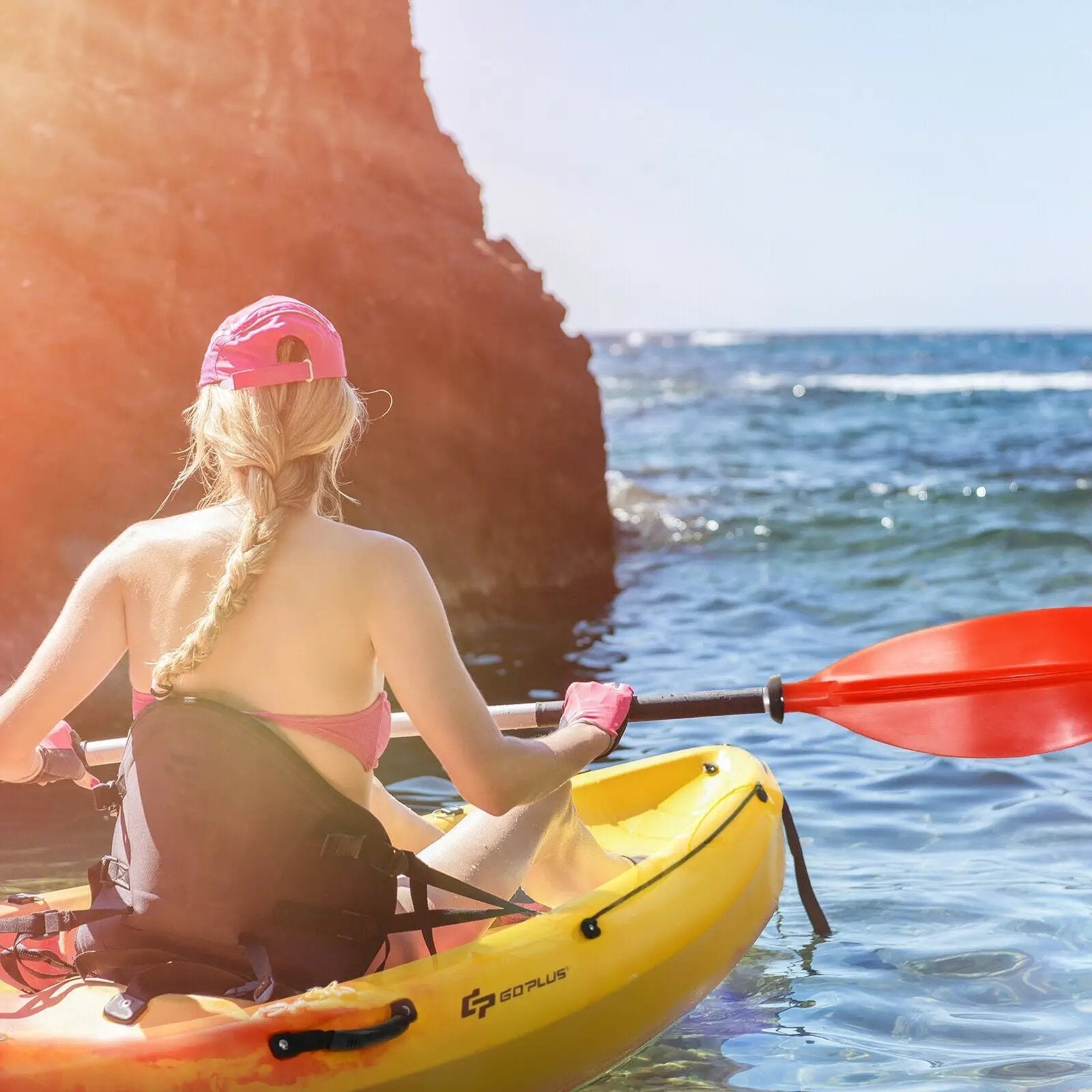 Single Sit-on-Top Kayak with Detachable Aluminum Paddle-Yellow by DirectDeals
