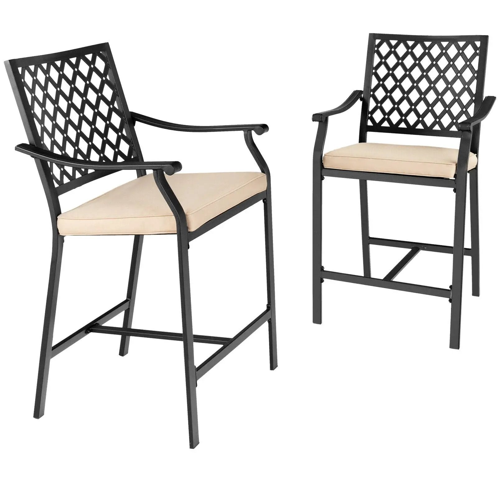 2 Pieces Patio Bar Stool with Height Cushion and Armrest by DirectDeals