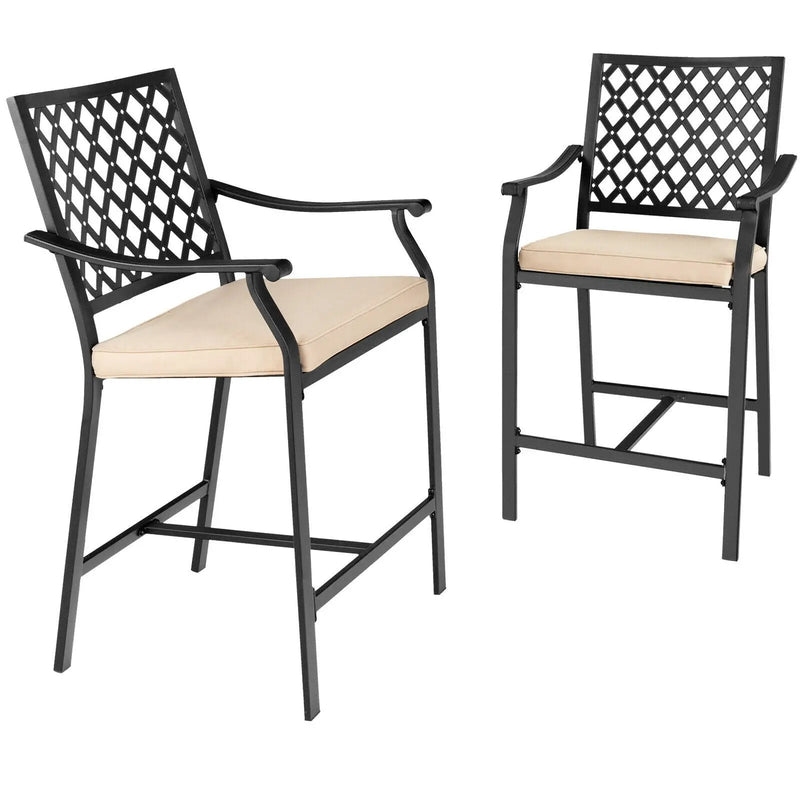 2 Pieces Patio Bar Stool with Height Cushion and Armrest by DirectDeals