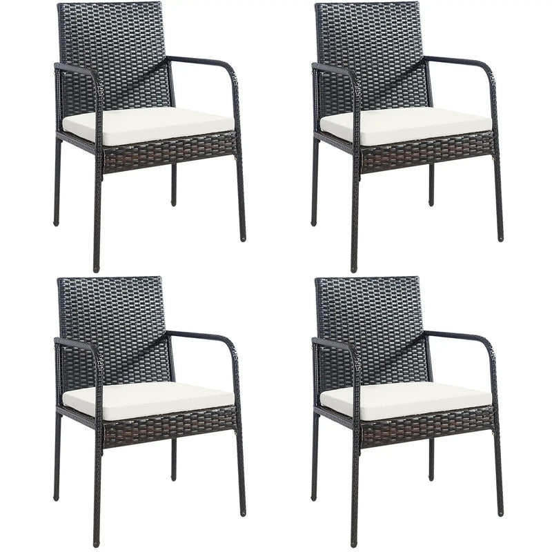 4 Pieces Patio Wicker Rattan Dining Set with Comfy Cushions by DirectDeals