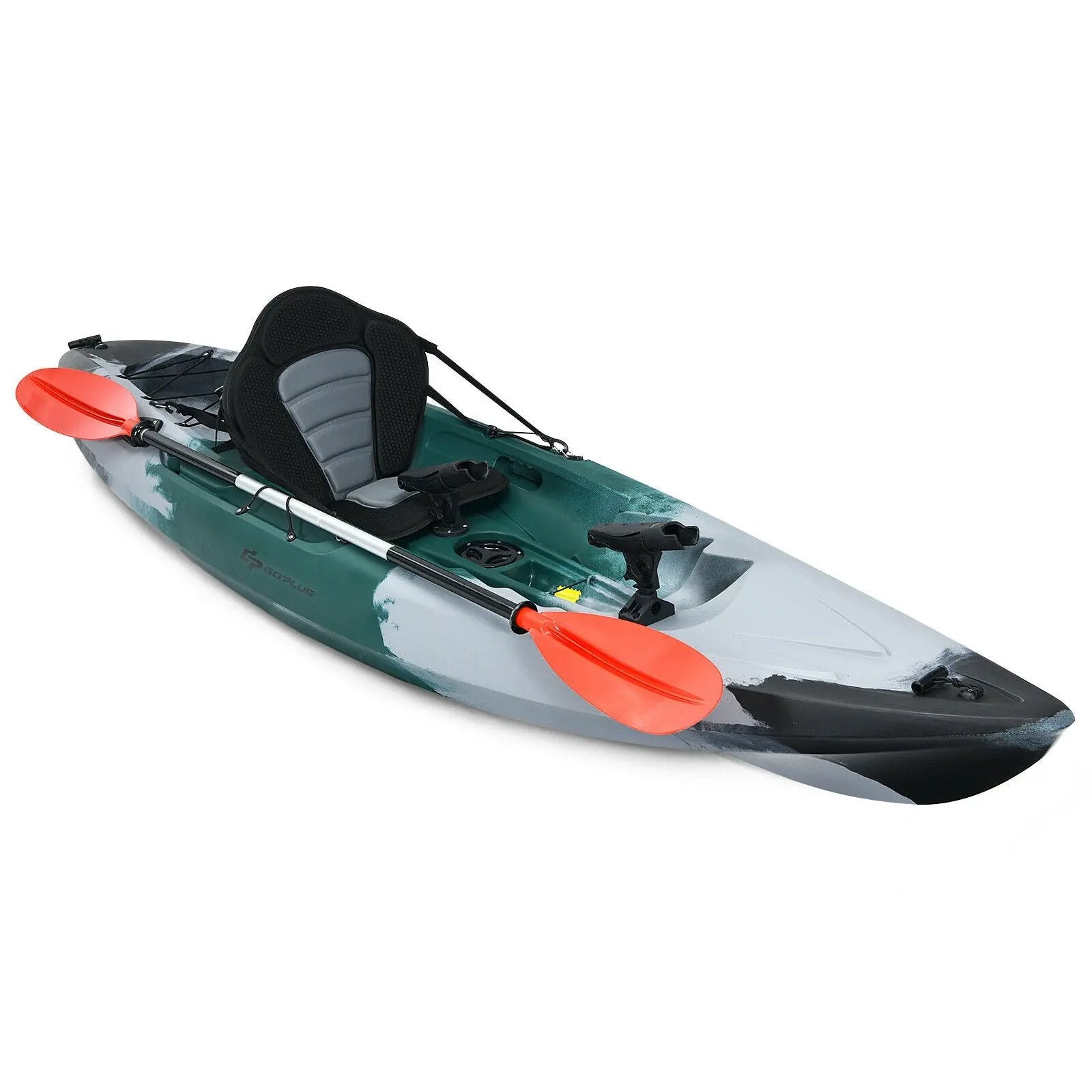 Sit-on-Top Fishing Kayak Boat With Fishing Rod Holders and Paddle-Gray by DirectDeals