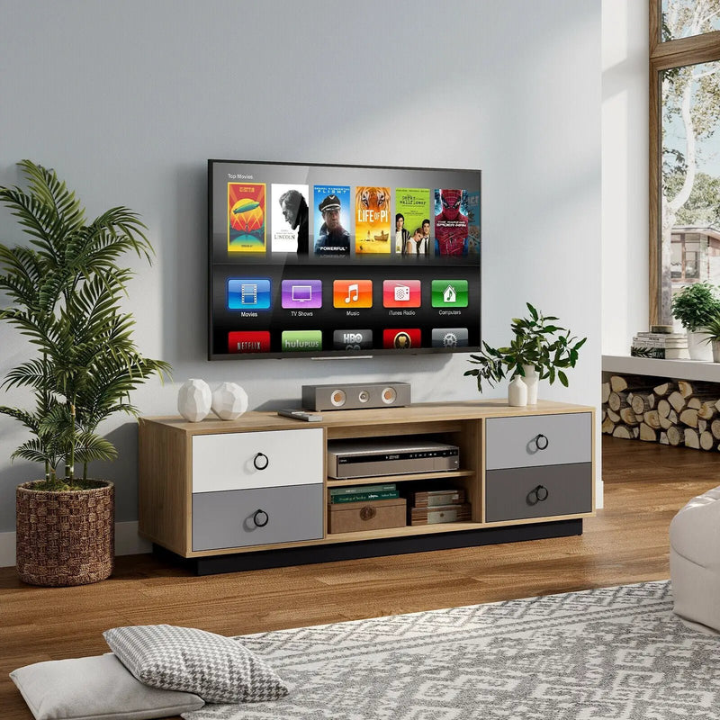 Modern 55 Inch TV Stand with 2 Storage Cabinets for TVs up to 60 Inch by DirectDeals