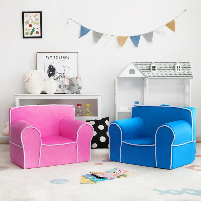 Upholstered Kids Sofa with Velvet Fabric and High-Quality Sponge by DirectDeals