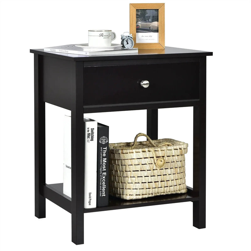 Wooden Storage Shelf with Drawer for Bedroom and Living Room by DirectDeals