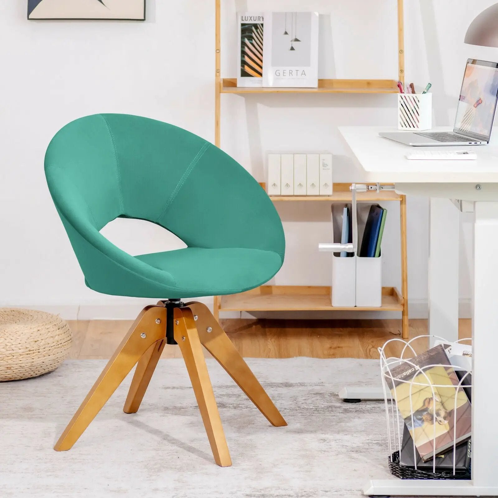 Swivel Accent Chair with Oversized Upholstered Seat for Home Office by DirectDeals