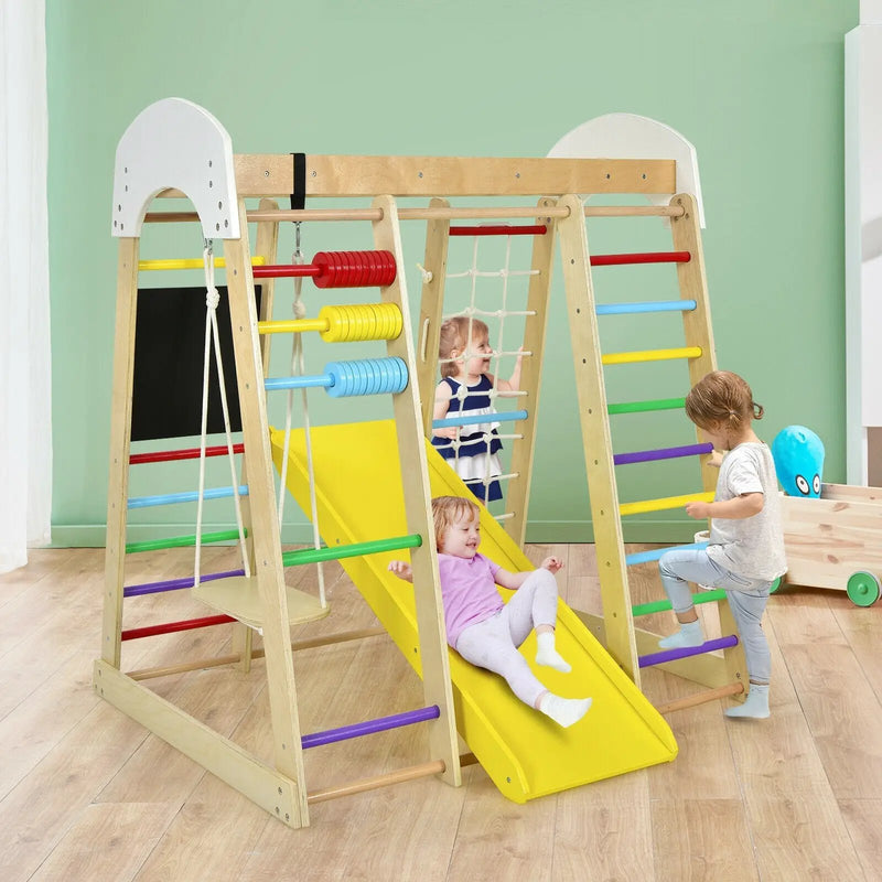 Indoor Playground Climbing Gym Wooden 8-in-1 Climber Playset for Children by DirectDeals