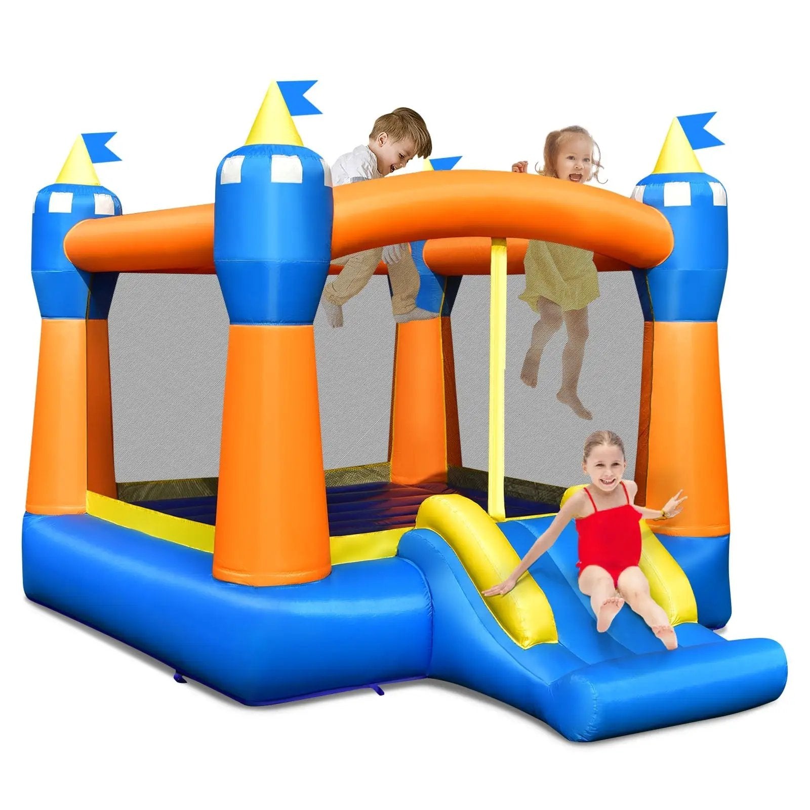 Kids Inflatable Bounce House Magic Castle with Large Jumping Area without Blower by DirectDeals